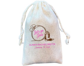 Bolsas de regalo para despedidas de soltera del oeste: bolsas de algodón con motivos de Nashville Girls Trip