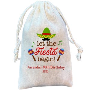 Mexican Fiesta Party Favor Bags: Cinco de Mayo Cotton Goody Bag