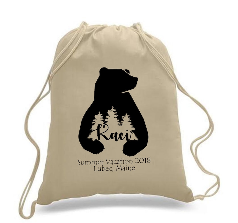 Personalized Item 1602N Cotton Drawstring Backpack Tote Bag Wedding Welcome Bag