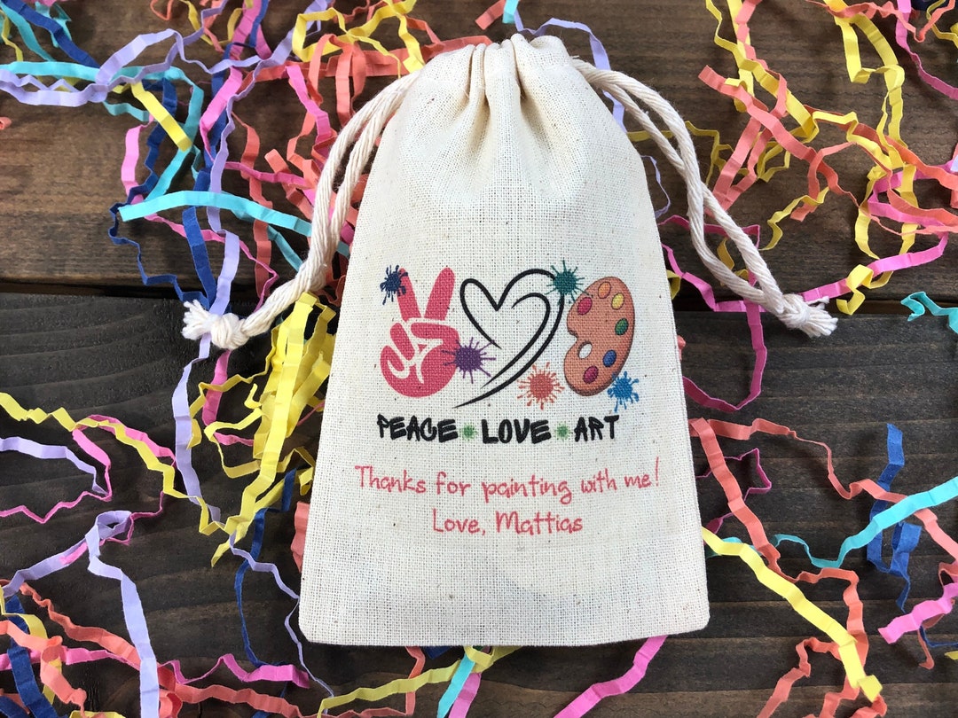 Set of 10 Art Theme Painting Party Favor Bags Peace Love Art Etsy
