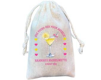Lemon Bachelorette Party Favor Bags: Main Squeeze Cotton Gift Bags