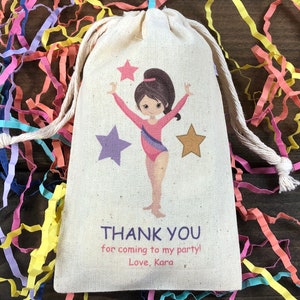 Set of 10 Gymnastics Theme Party Personalized Favor Bags (Item 2558A)