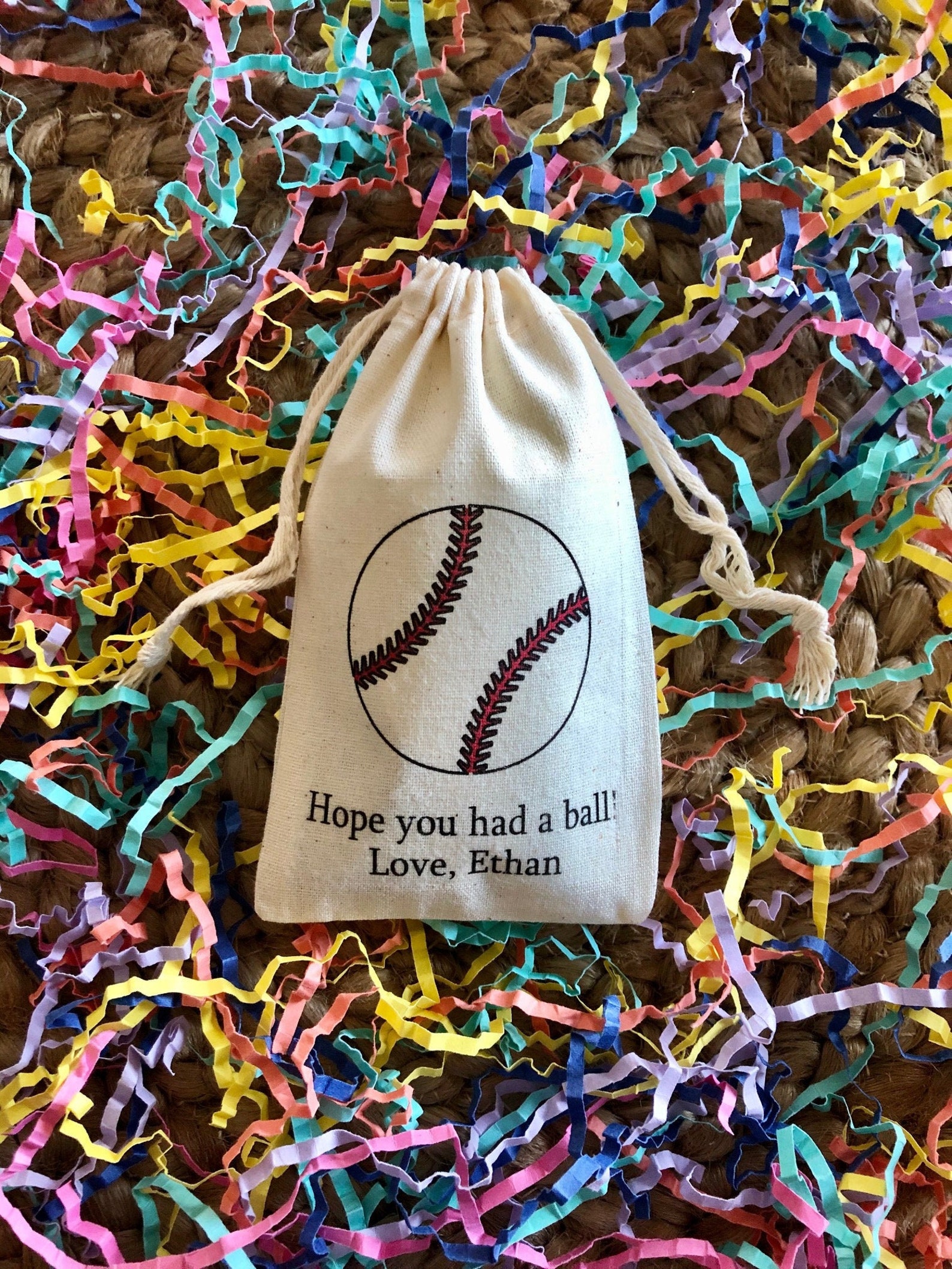 Set of 10 Personalized Baseball Party Favors Custom Muslin Etsy