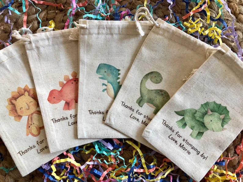 Set of 10 Baby Dinosaur Party Favor Bags Personalized Favors Etsy