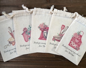 Set of 10 Baking Theme Cooking Party Personalized Favor Bags  (Item 2489A)