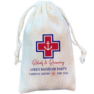 Nautical Cruise Themed Hangover Recovery Kit Gift and Favor Bags, Bachelor, Bachelorette, Birthday Cruise Goodie Bag (Item 2747A)