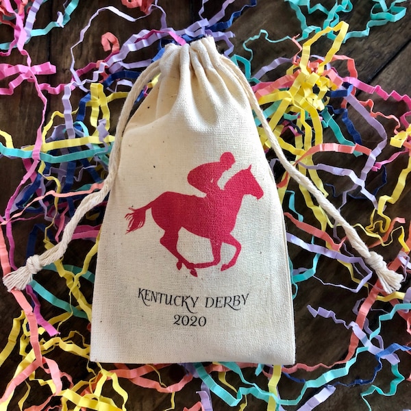 Set of 10 Personalized Horse and Jockey Horse Race Party Favor Bags (Item 2071A)