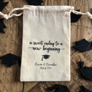 Set of 10 Personalized Graduation Party Favor Bags A Sweet Ending to a New Beginning Item 2161A image 7