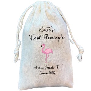 Pochettes pour EVJF Flamant rose : pochette cadeau finale en coton flamant rose image 1