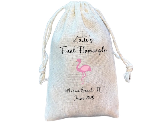 Flamingo Bachelorette Favor Bags: Final Flamingle Cotton Gift Bag