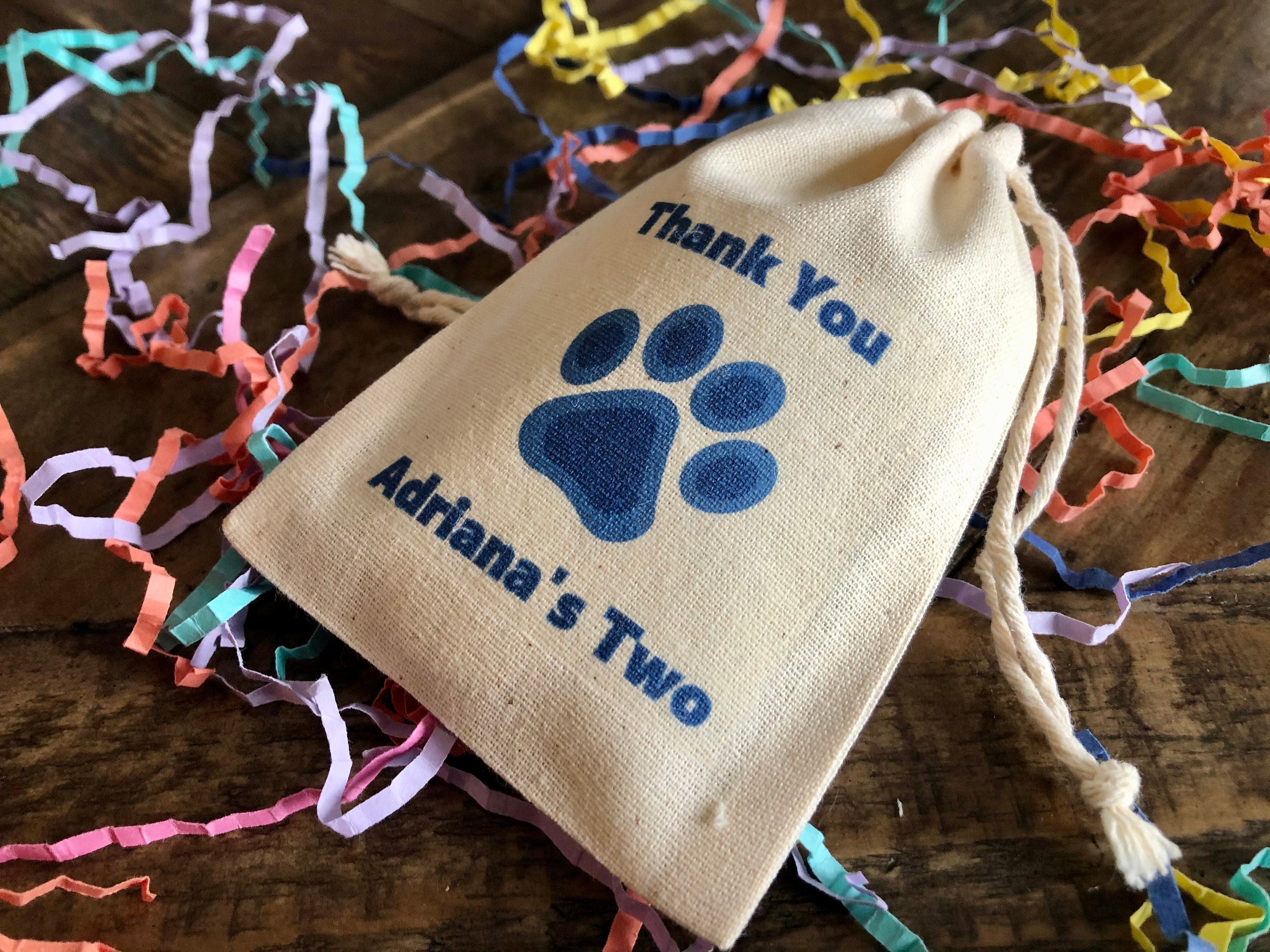 Cotton Pawprint Favor Bags