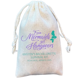 Mermaid Themed Hangover Recovery Kit Gift and Favor Bag, Even Mermaids Get Hangovers, for Girls Beach Trip or Bachelorette (Item 1858A)