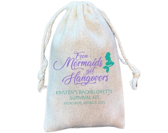 Mermaid Hangover Kit Favor Bag: Girls Beach Trip, Bachelorette Party