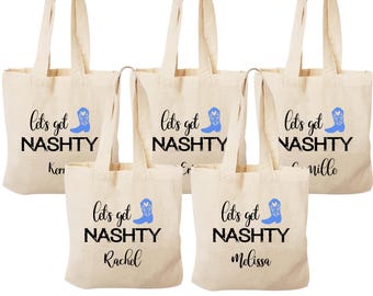 Personalized Nashville Bachelorette Mini Tote Bags: Western Theme Party Favors