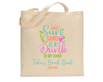 Beach Tote Bag: Sun, Sand & Drink - Girls Weekend, Spring Break