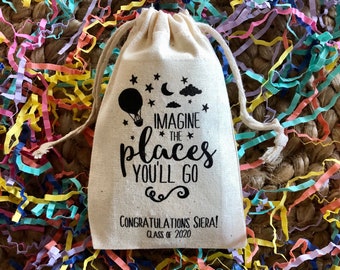 Set of 10 Personalized Graduation Party Favor Bags - Imagine the Places You'll Go (Item 2049A)