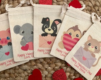Set of 10 Kid's Valentine's Day Party Favor Bags / Animal  Assortment Candy Bags (Item 1798A)