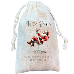 Tipsy Santa Christmas Party Gift and Favor Bag, Holiday Hangover Recovery Kit Bags