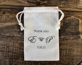 Set of 10 Bee Personalized Wedding Favor Bags (Item 2272A)