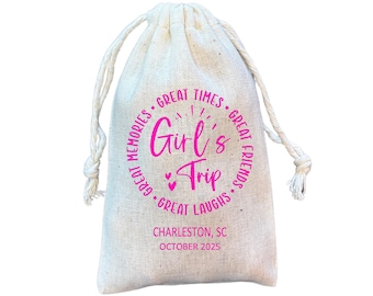 Girls Trip Favor Bags: Cotton Drawstring Goodie Bag