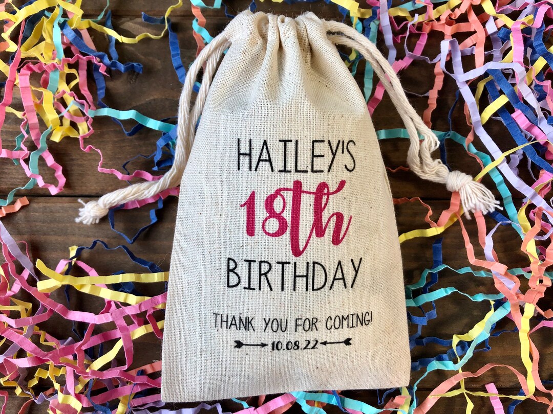 Personalized Party Favor Bags
 Set of 10 Personalized Party Favor Bags any Age Birthday Custom Muslin