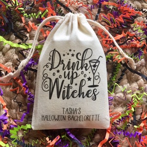 Set of 10 Halloween Bachelorette Party Favor Bags / Drink Up Witches (Item 1610A)