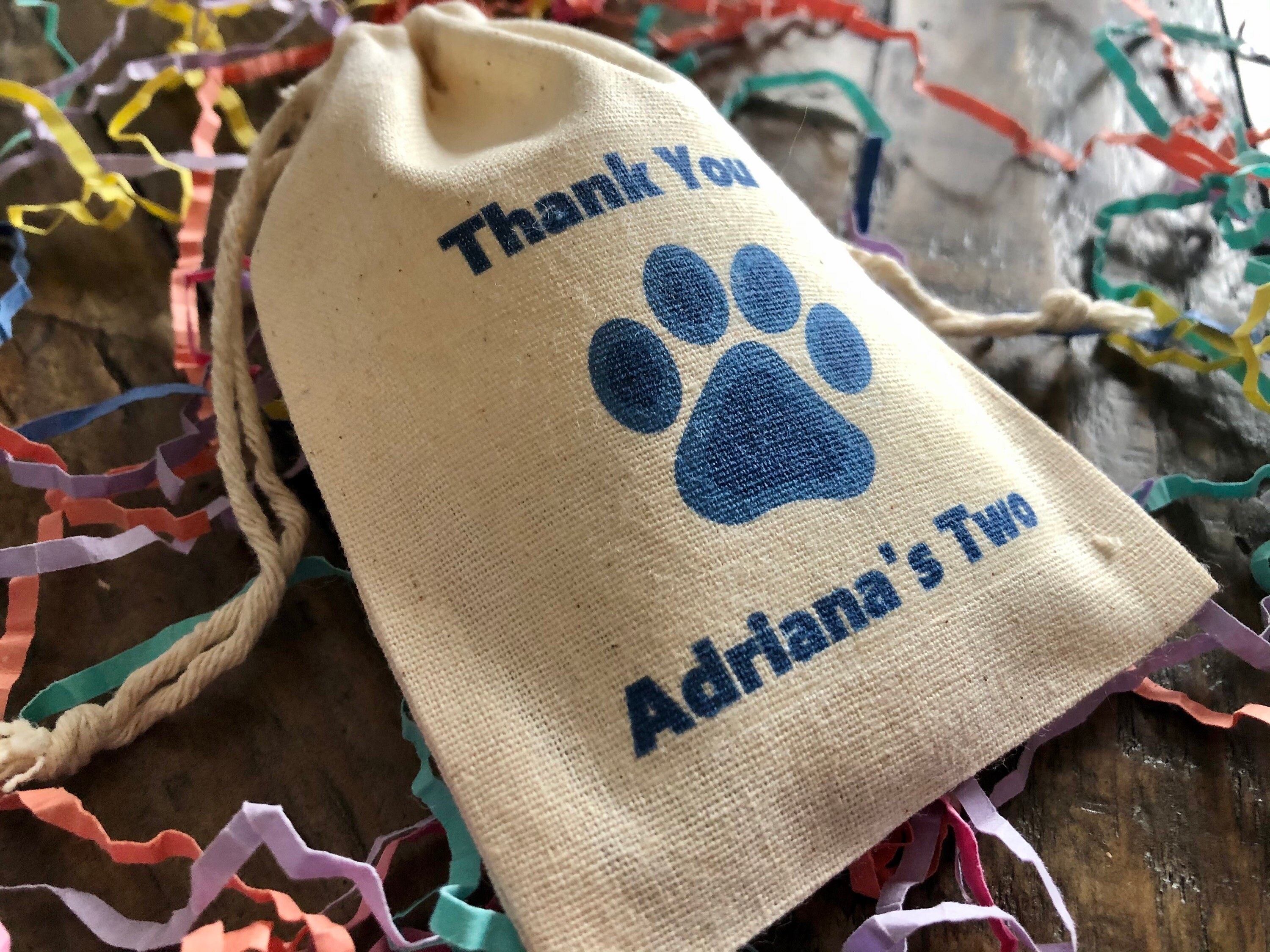 Cotton Pawprint Favor Bags
