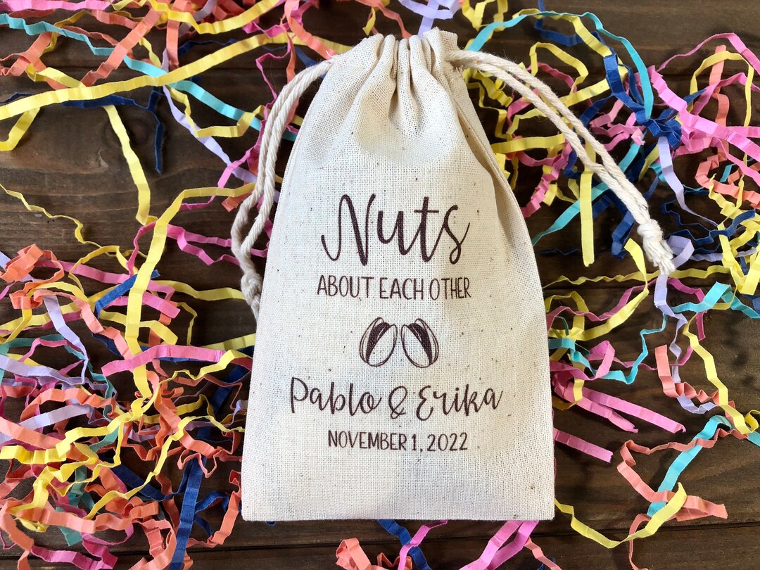 Set of 10 Personalized Pistachio Nut Favor Bags for Wedding or Bridal