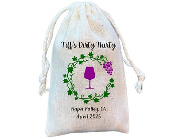 Personalized Wine Favor Bag: Vineyard Trip Gift Bag