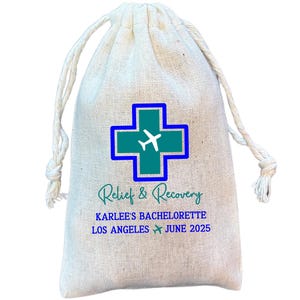 Travel Themed Hangover and Recovery Kit Bags, Gift and Favor Bags for Bachelorette, Birthday or Girls Weekend Trip - Item 2750A