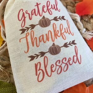 Set of 10 Thanksgiving Favor Bags / Grateful, Thankful, Blessed Treat Bags / Fall Wedding Favors Item 1645A image 4