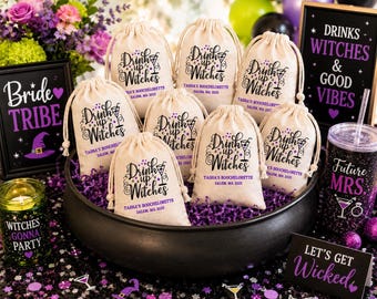 Drink Up Witches Favor Bags: Halloween Bachelorette Party Goodie Bags