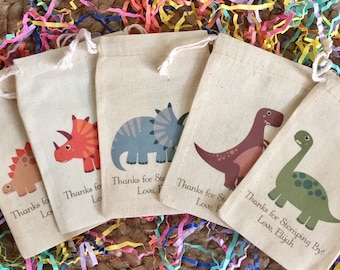 Set of 10 Dinosaur Party Favor Bags - Personalized Favors (Item 1664A)