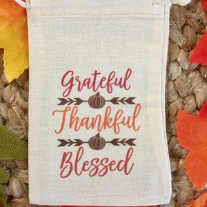 Set of 10 Thanksgiving Favor Bags / Grateful, Thankful, Blessed Treat Bags / Fall Wedding Favors Item 1645A image 6