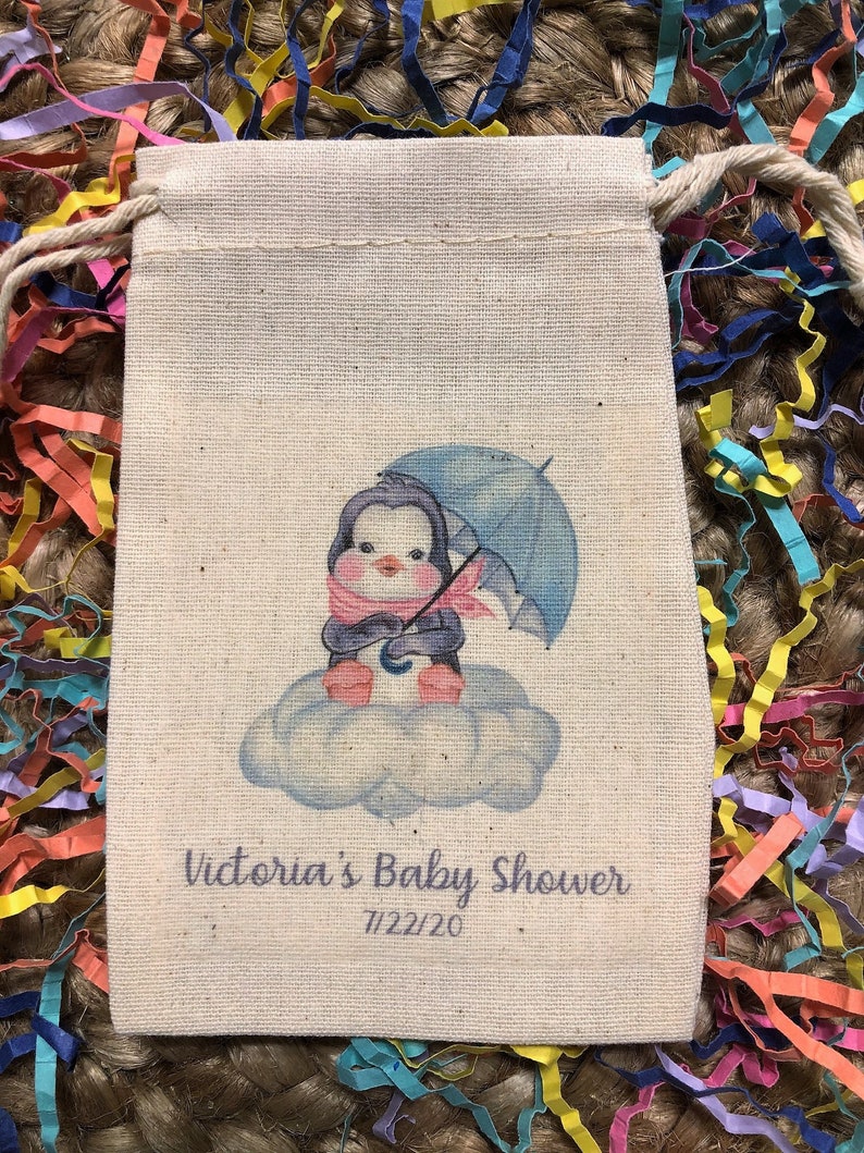 Set of 10 Assorted Sleepy Penguins with Moon and Stars Baby Shower or Birthday Party Favor Bags Item 2113A