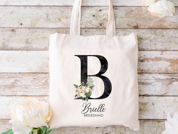 Bridal Party Gift Monogram Tote Bag Wedding Party Tote Bags 