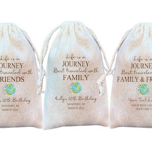 Travel Theme Gift, Favor Bags for Friends, Family Vacation, Girls Trip Survival Kit, Life Is A Journey Best Traveled With Friends Item 2570A