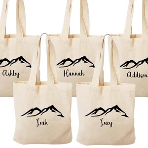 Mountain Theme Mini Tote Gift and Favor Bags for Bachelorette, Birthday Party, Girls Trip, Ski Vacation (Item 2033B)