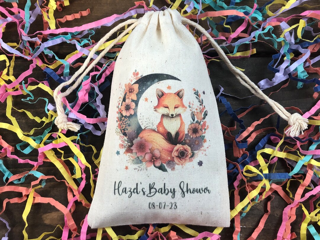 Set of 10 Personalized Fox on the Moon Party Favor Bags item