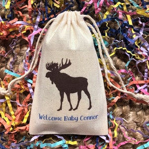 Set of 10 Moose Theme Personalized Party Favor Bags (Item 2136A)