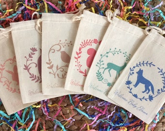 Set of 10 Woodland Forest Animal Theme Baby Shower or Party Favor Bags (Item 1633A)