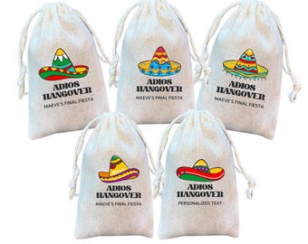 Adios Hangover Favor Bags: Mexican Fiesta Sombrero Theme