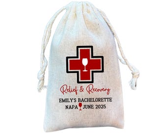 Wine Hangover Kit Bags: Bachelorette Party Favor, Muslin Cotton