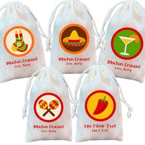 Cinco de Mayo Party Favor Bags: Mexican Fiesta Cotton Gift Bags