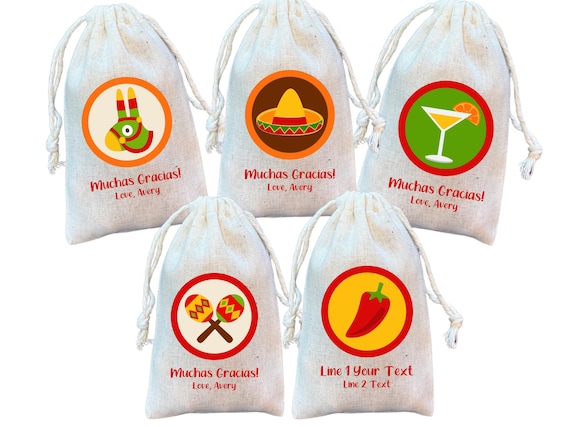 Cinco de Mayo Party Favor Bags: Mexican Fiesta Cotton Gift Bags