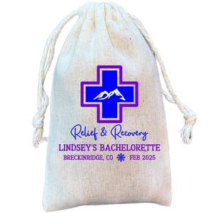 Mountain Themed Hangover, Recovery, Survival Kit Gift and Favor Bags for Ski Trip, Winter Bachelor, Bachelorette, Birthday Party Item 2741A