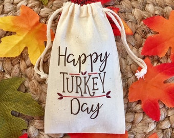Set of 10 Thanksgiving Favor Bags / Happy Turkey Day (Item 1634A)