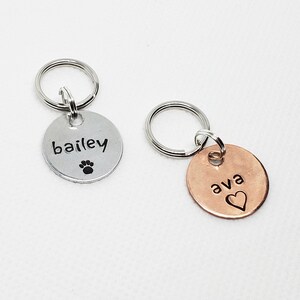 SMALL hand stamped pet ID tag in aluminum (3/4") with phone number!