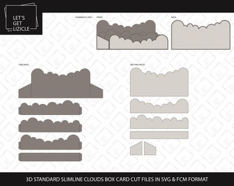 SVG/FCM Cut Files - 3D Box Card, Slimline Waves Background - Etsy