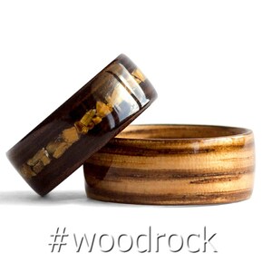 Wood ring Promise ring for couples His and hers wedding bands Wooden wedding band Acacia wood ring set